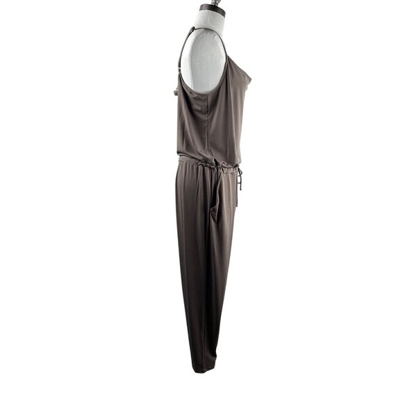 Lanston Women's Cowl Cami jumpsuit Pull On Drawstring Taupe 1912PH Size L - Picture 5 of 7